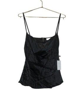 ASTR THE LABEL Contrast Cowl Tank Women's Size M Black Clubbing Party Zip Back